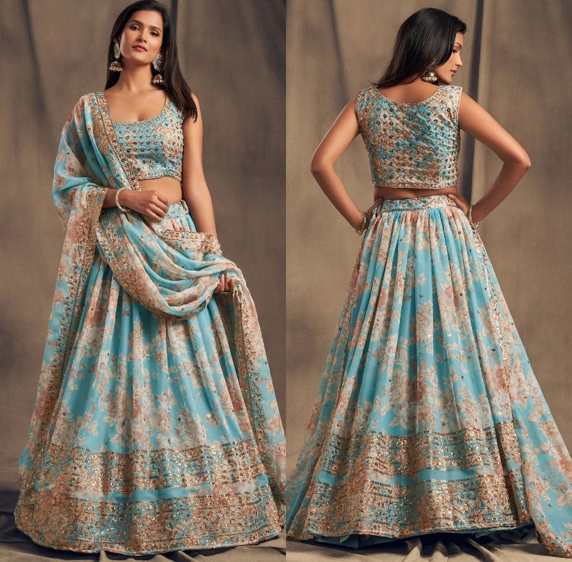 Kashmiraa Floral Georgette Lehenga