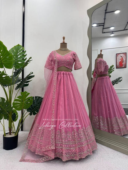 Baby Pink Georgette Lehenga