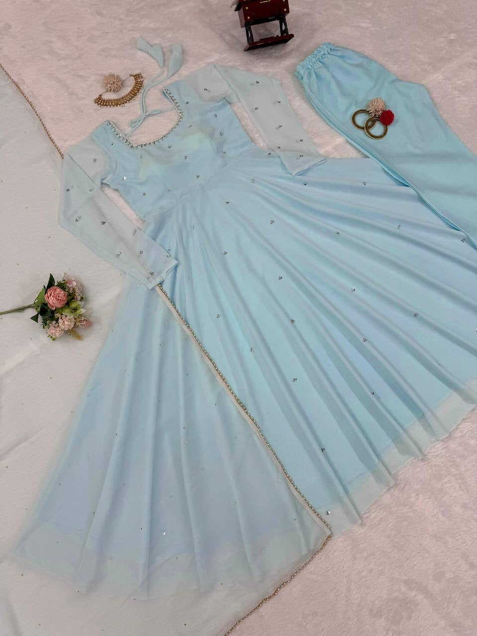 SAMIHA - Baby Blue Anarkali Suit