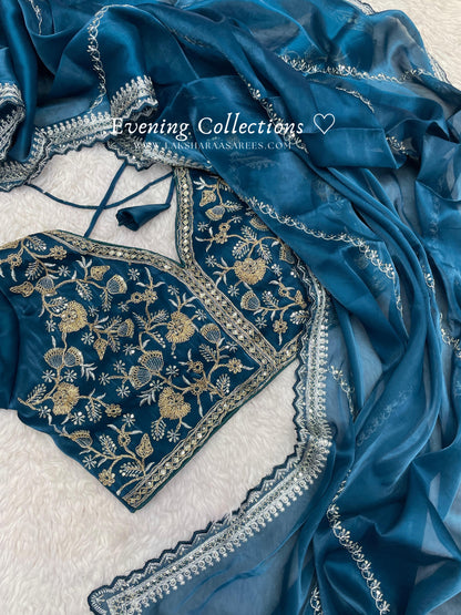 SONIYAA - Shimmer Silk Saree x Readymade Blouse