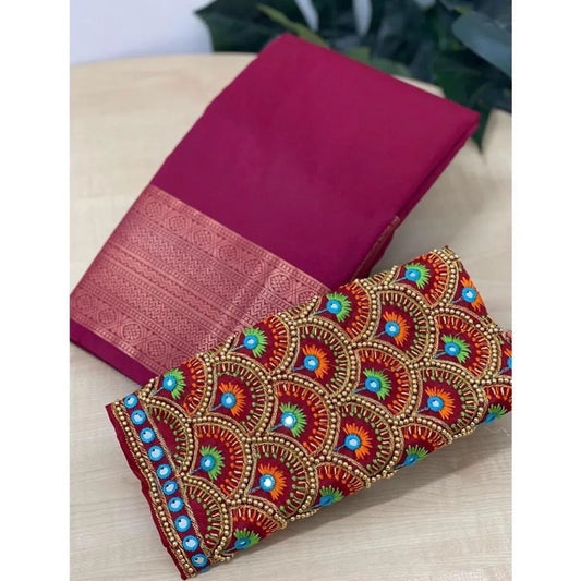 RAMYA - Soft Silk Saree x Aari Work Blouse