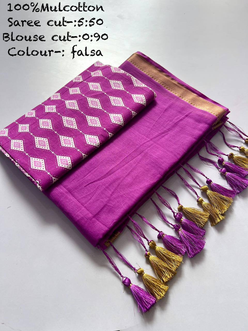 Soft Mul Cotton Saree x Tassel