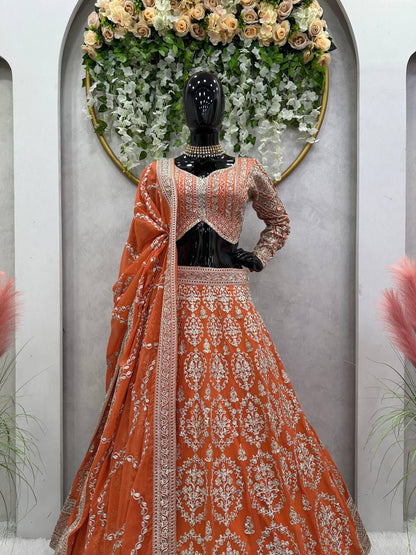 KAYAL - Premium Dark Orange Dori work lehenga x Grand Blouse