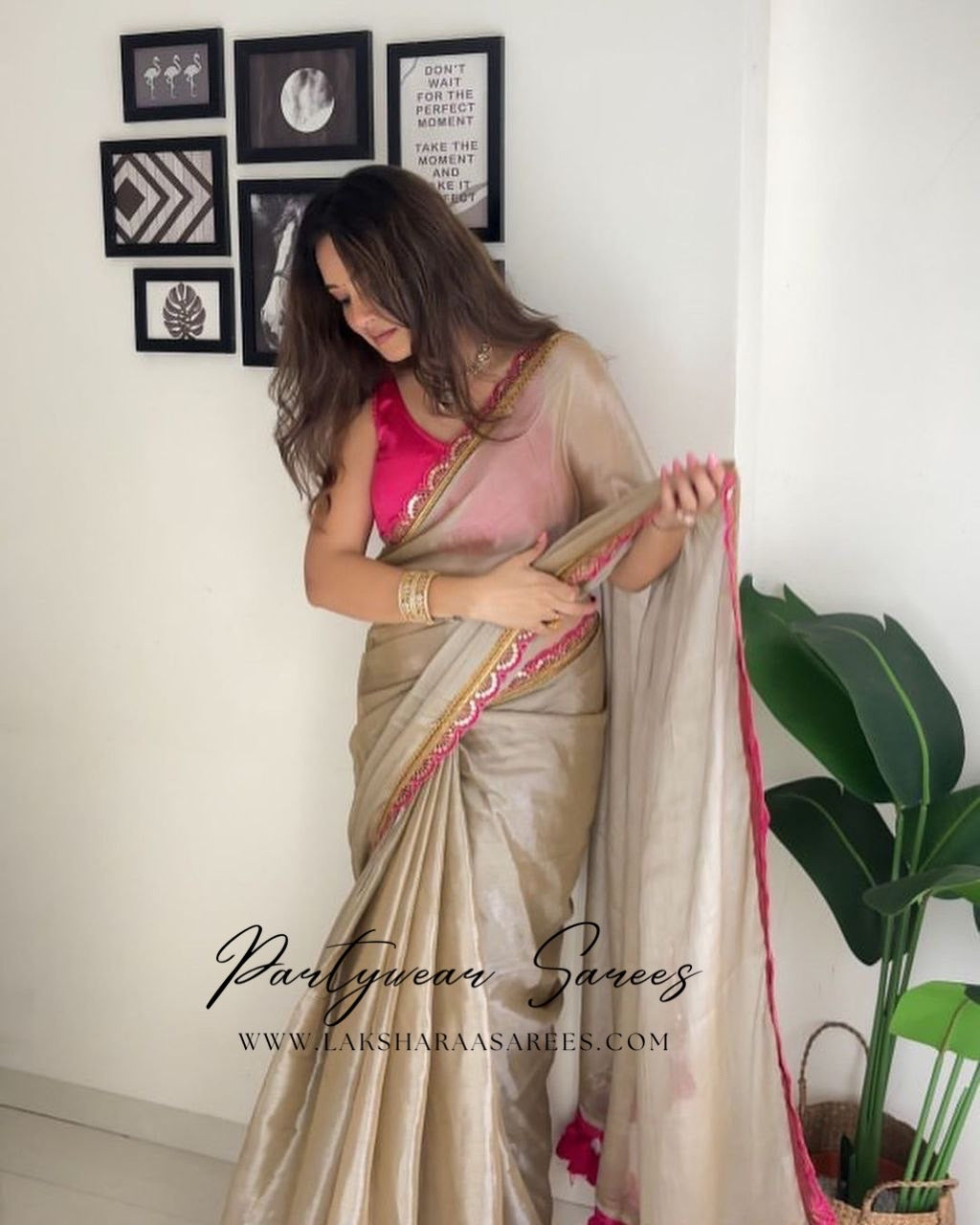 DISHAA - Tissue Saree x Tassel Border