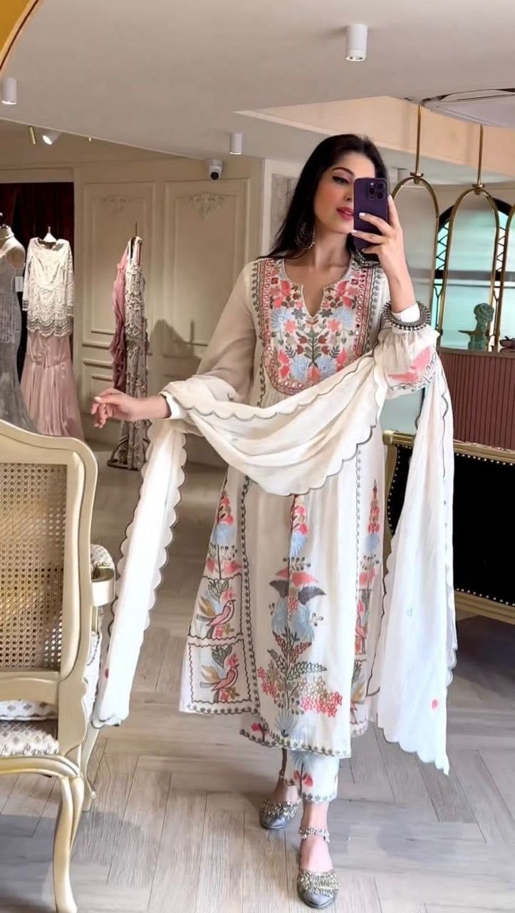 Floral X White Salwar Suit