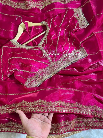 NATALIE — Premium Shimmer Saree with Readymade Blouse