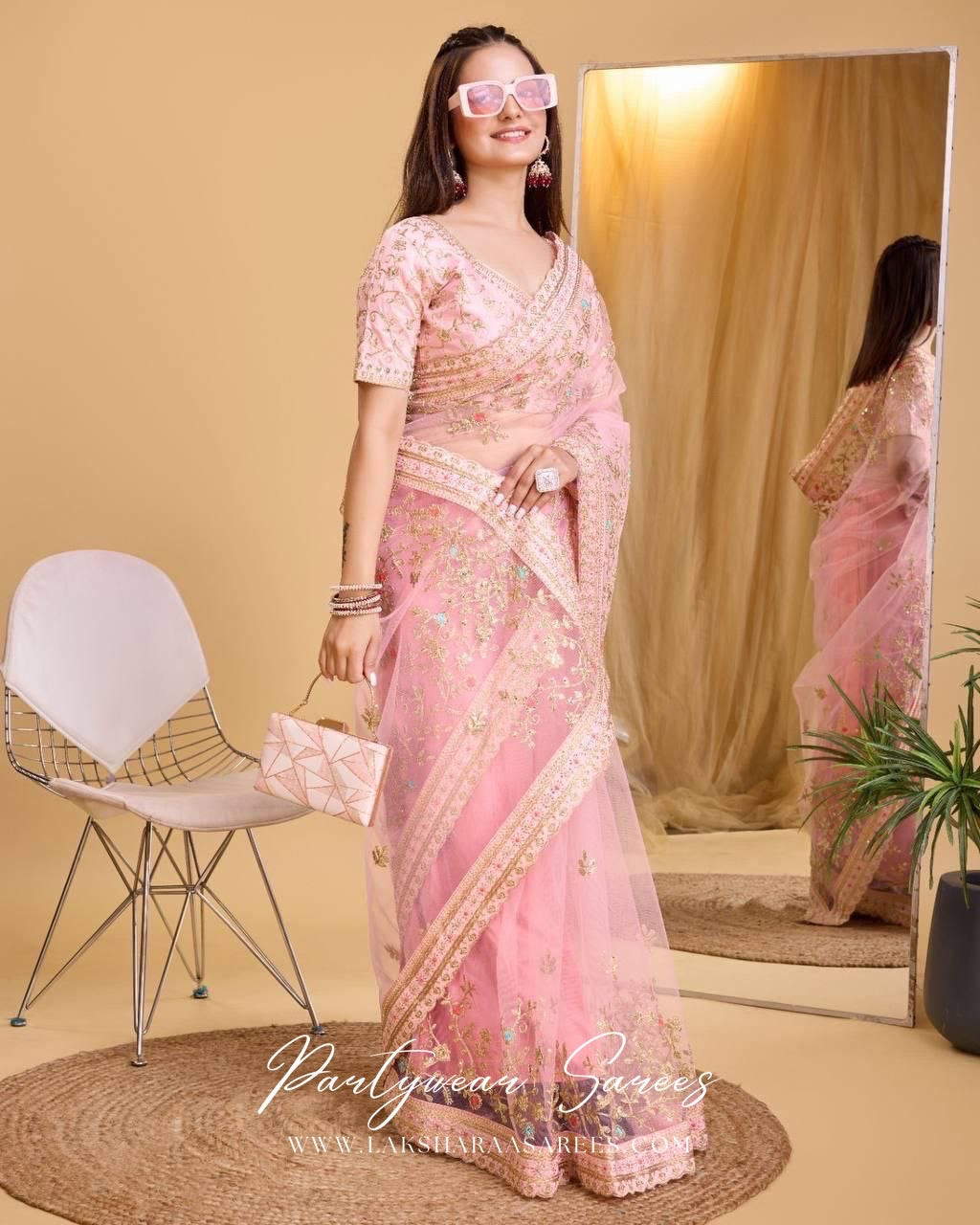 LARAA — Soft Butterfly Net Designer Saree