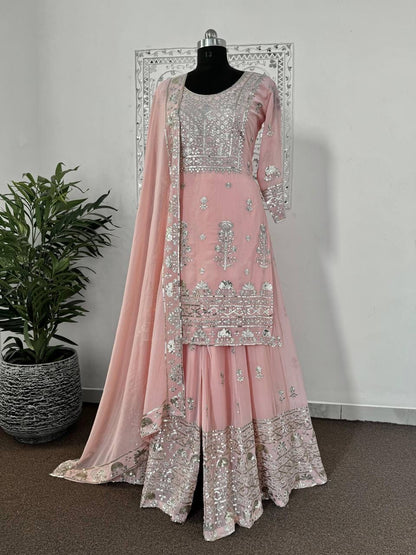 Chandini Baby Pink Sharara Suit