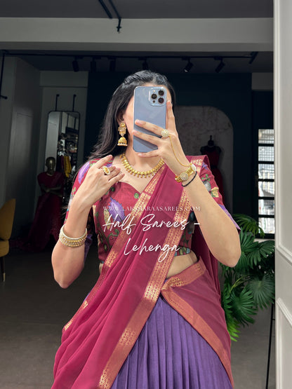 THENMOLI —  Kalamkari Dola Silk Lehenga Set