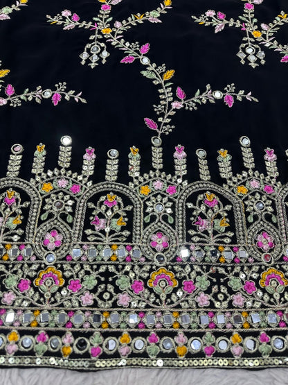 KIRA - Premium Black Floral Sharara Suit