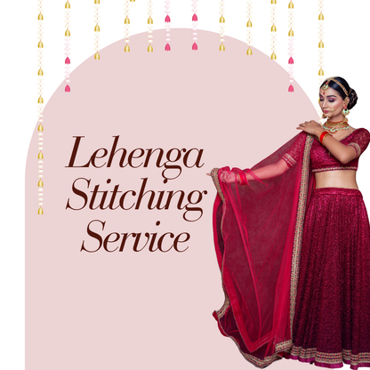 Readymade lehenga and blouse stitching service by Laksharaa Sarees, showcasing tailored fabric and detailed craftsmanship.