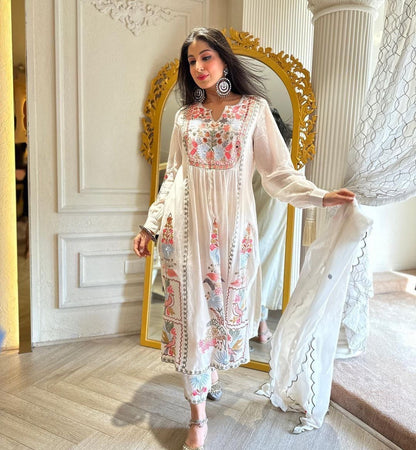 Floral X White Salwar Suit