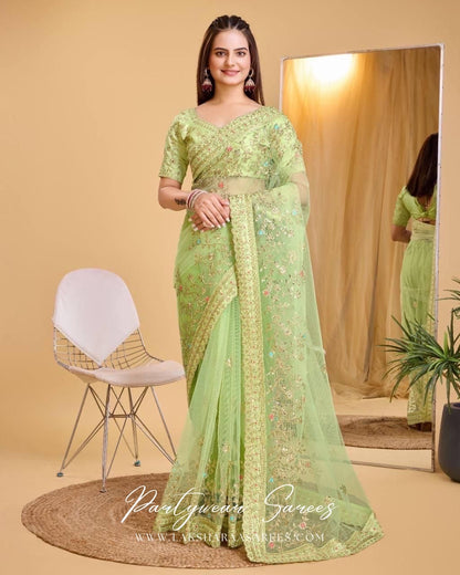 LARAA — Soft Butterfly Net Designer Saree