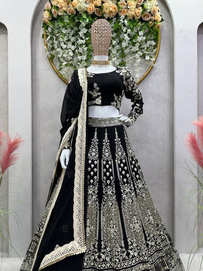 HEERA - Premium Black Georgette Lehenga