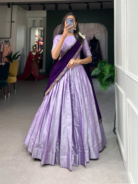 Lilac - Half Sarees Kanchi Banarasi Lehenga