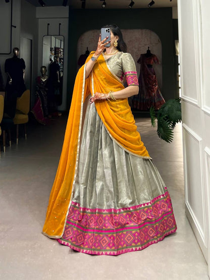 SAMYUKTA - Half Sarees Jacquard Silk Lehenga