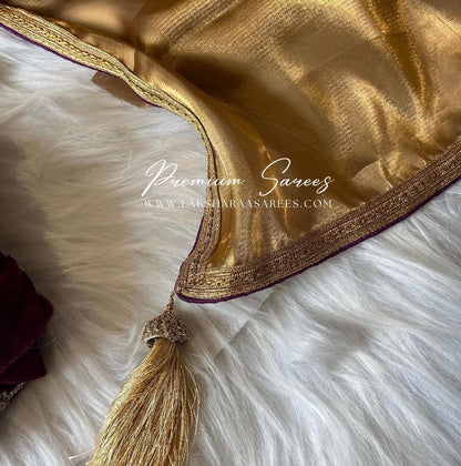 REKHA - Gold Tissue Silk Saree with Grand Tassel