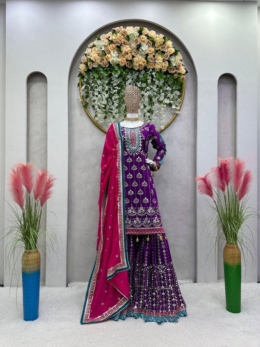 KAVLEEN — Purple Designer Sharara Suits