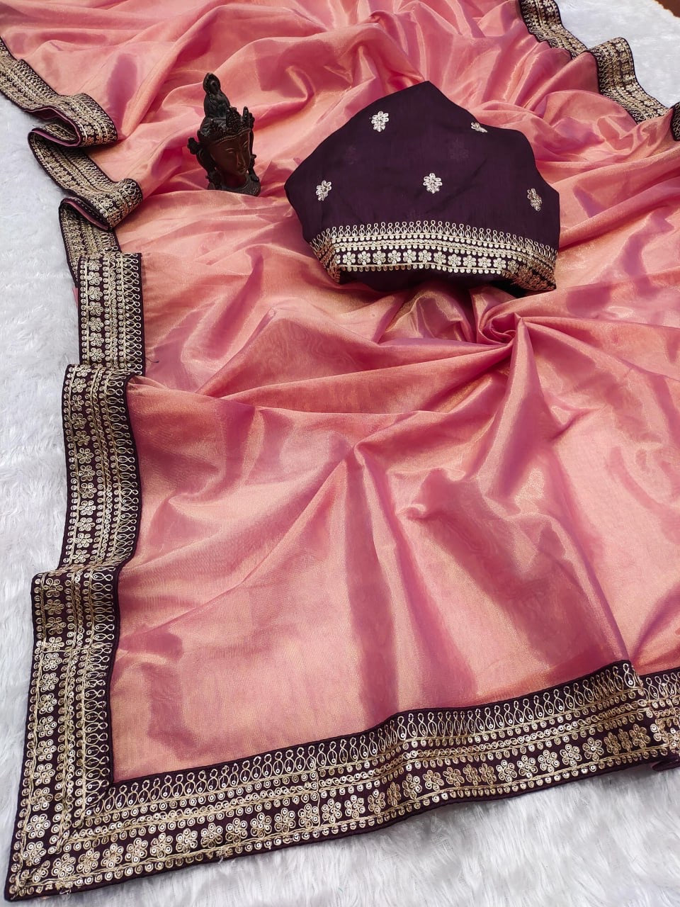 Elana Soft Tissue Organza Saree with Pretty Border