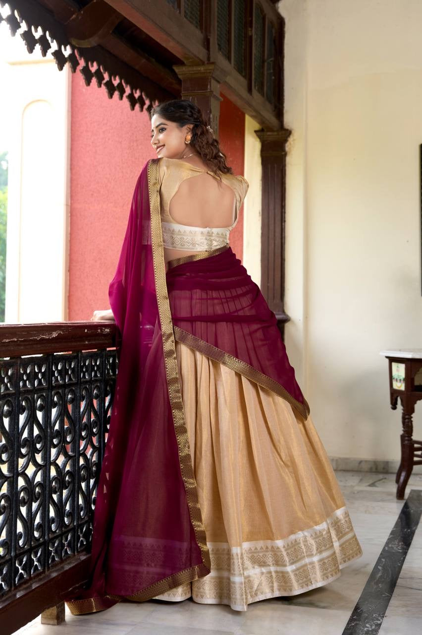 DIVYAA - Kanchi Cotton Silk Half Saree Lehenga