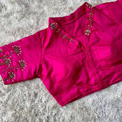 Mandarin Collar Partywear Readymade Blouse