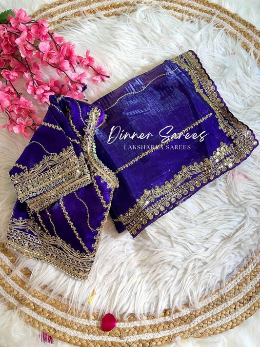 NATALIE — Premium Shimmer Saree with Readymade Blouse