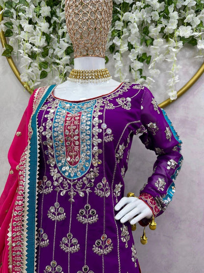 KAVLEEN — Purple Designer Sharara Suits