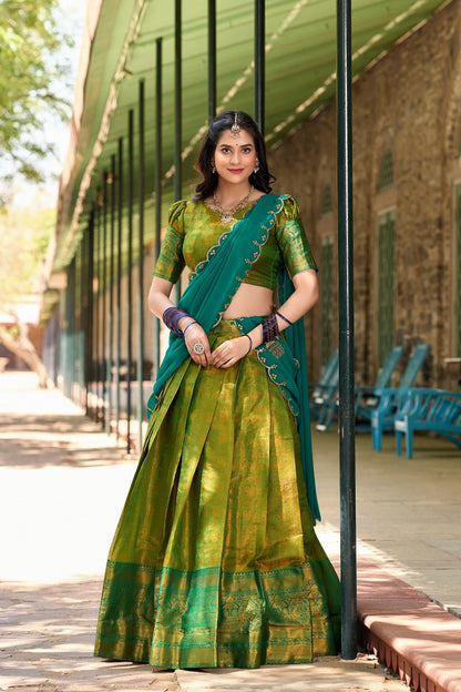 Meenaxi - Half Sarees Kanchi Banarasi Lehenga