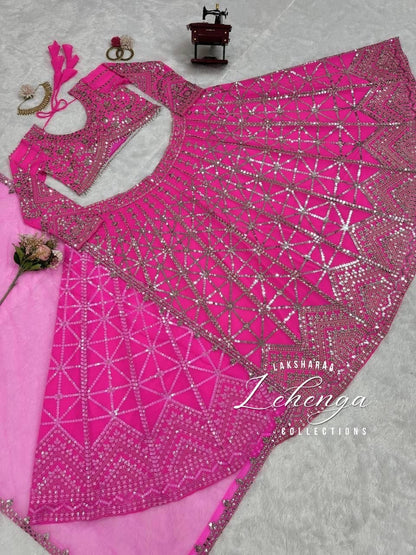 HAZEL — Hot Pink Grand Embroidered Lehenga