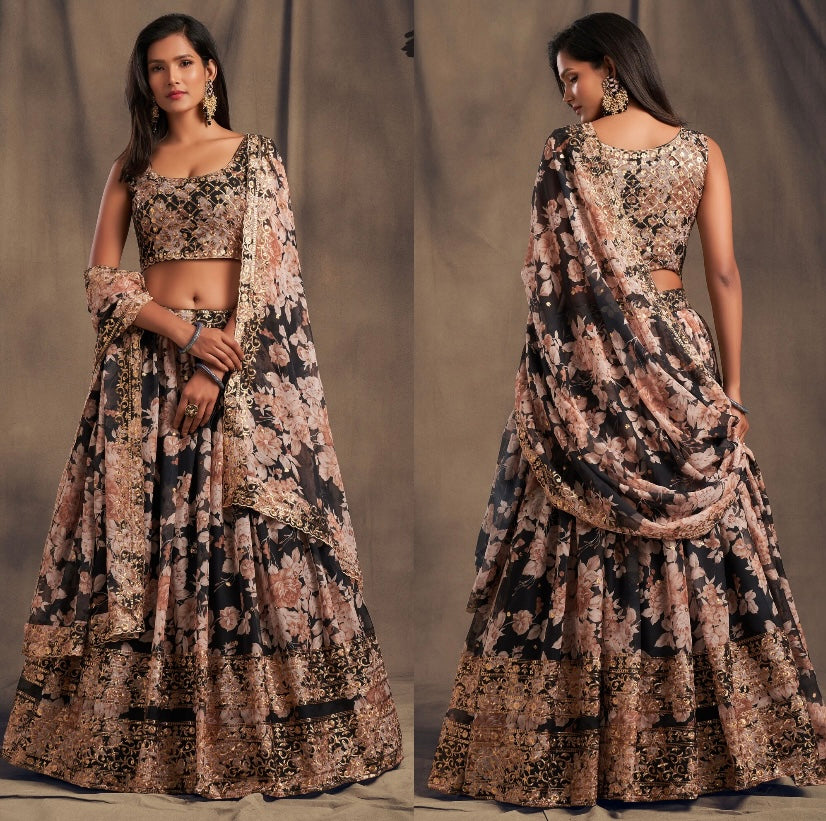 Kashmiraa Floral Georgette Lehenga