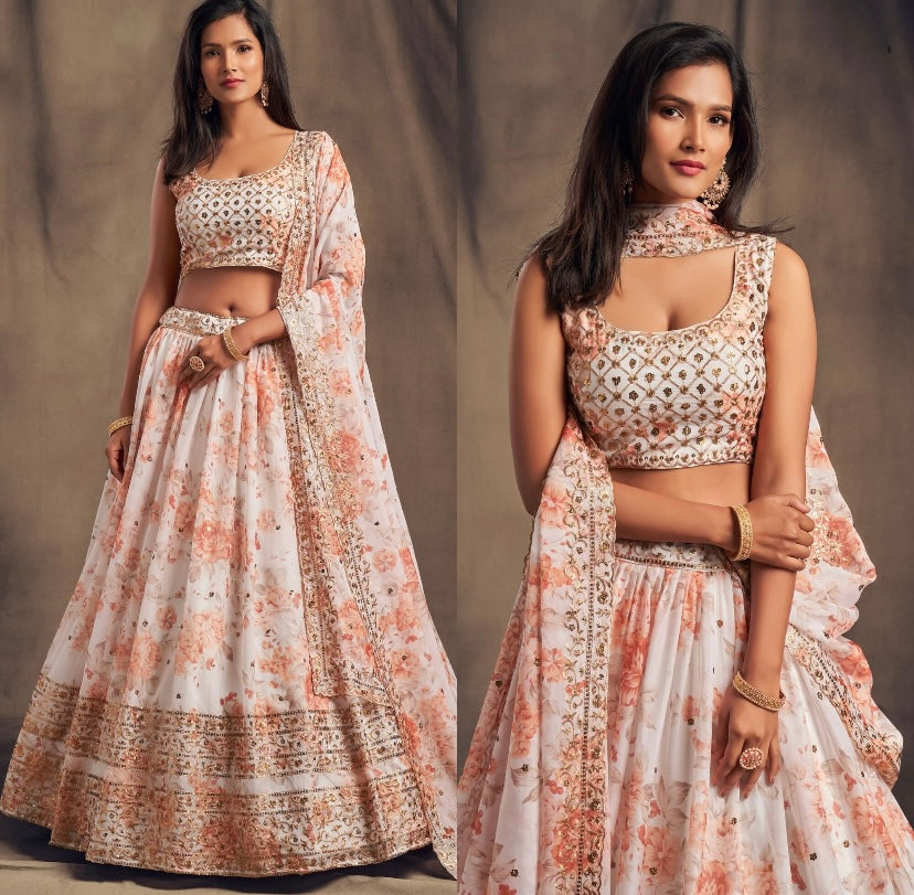 Kashmiraa Floral Georgette Lehenga