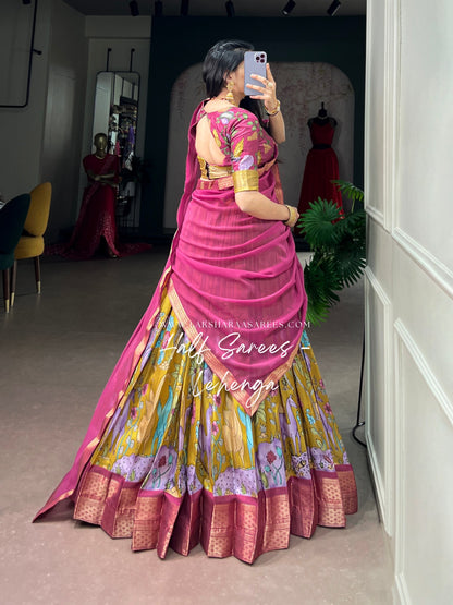THENMOLI —  Kalamkari Dola Silk Lehenga Set