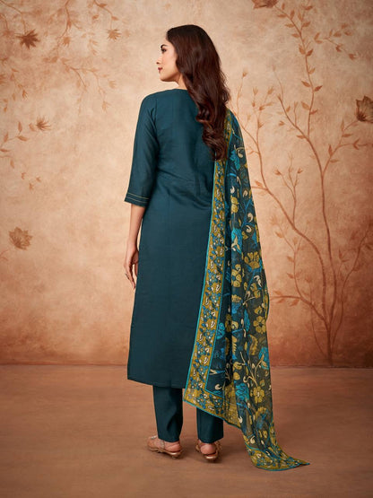 Teal x Floral Duppata Kurti Set