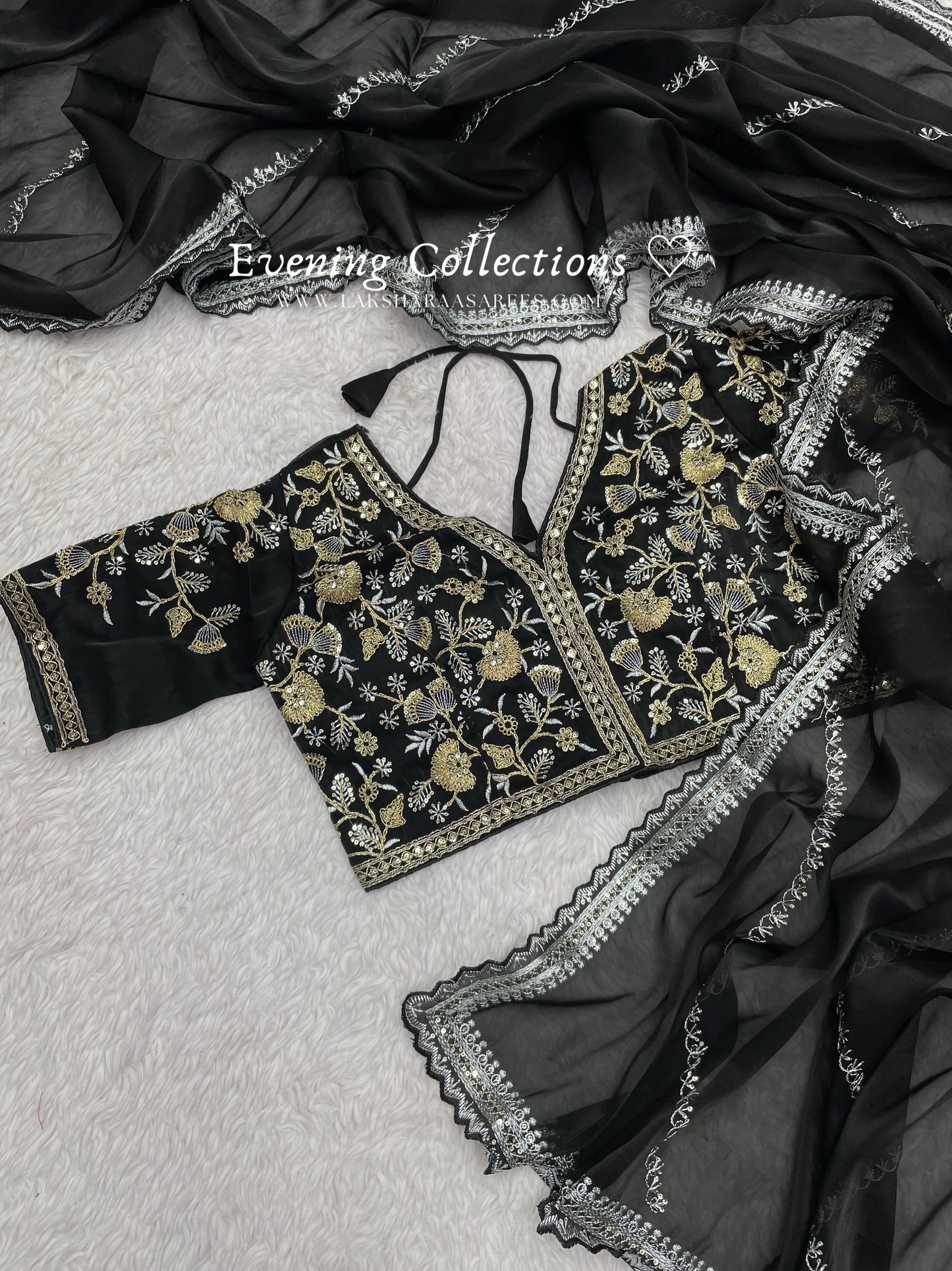 SONIYAA - Shimmer Silk Saree x Readymade Blouse