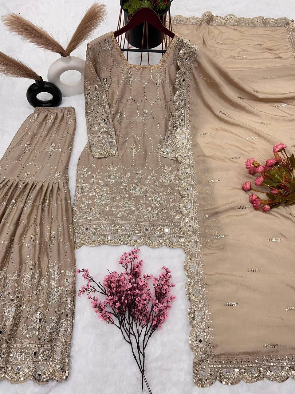 RITA - Champagne Gold Sharara Suit