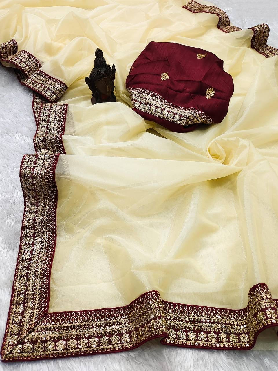 Elana Soft Tissue Organza Saree with Pretty Border