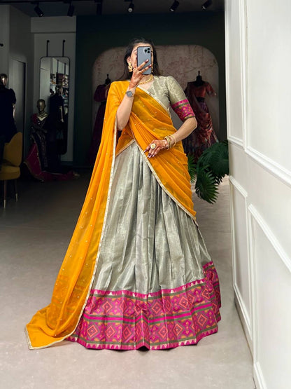 SAMYUKTA - Half Sarees Jacquard Silk Lehenga