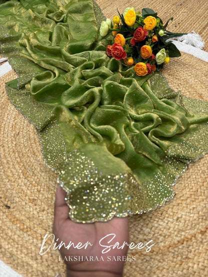 NAYLAA - Space dinner saree with stone border