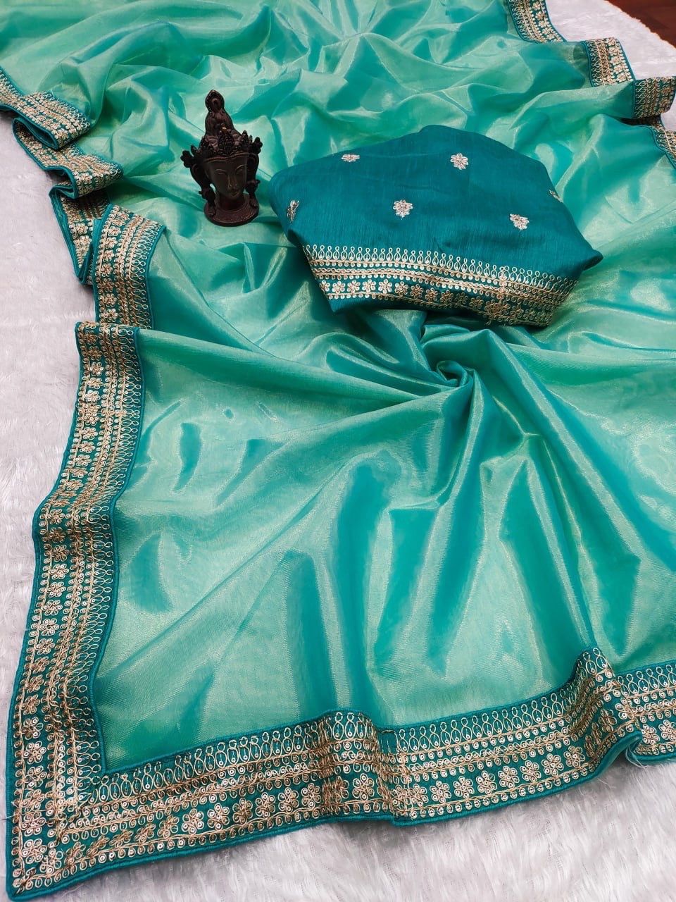 Elana Soft Tissue Organza Saree with Pretty Border