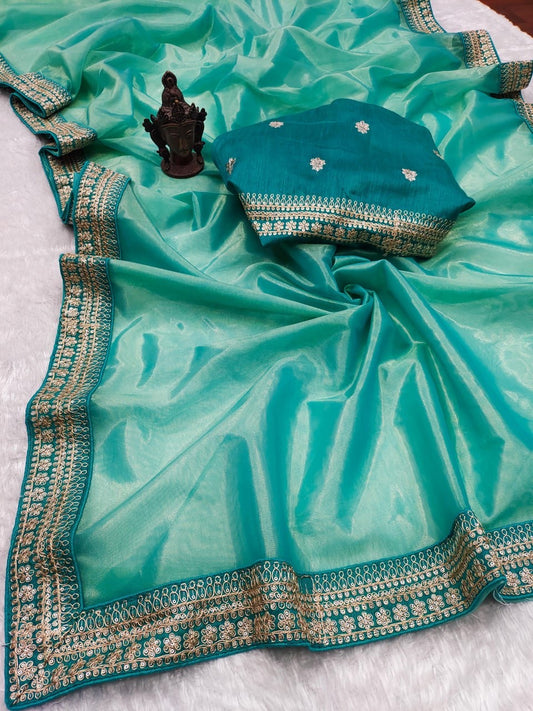 Elana Soft Tissue Organza Saree with Pretty Border