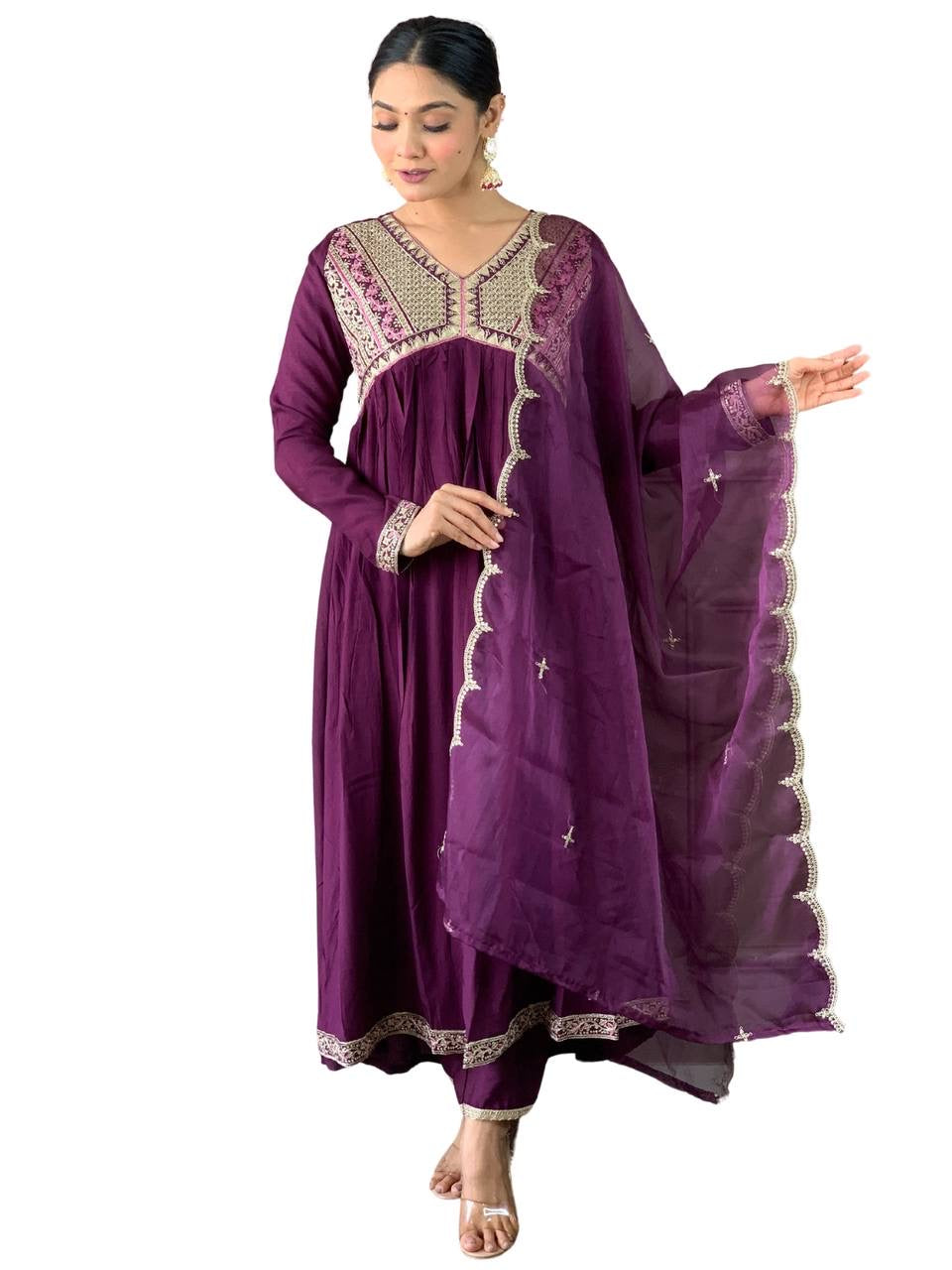 Premium Purple Kurti Set x Grand Neckline