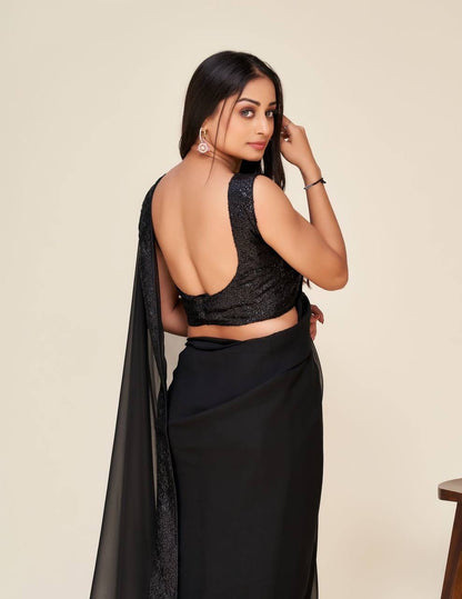 KIRANA - Black Georgette Dinner Saree