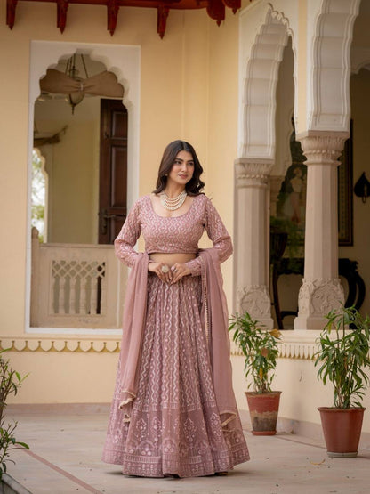 Rosy Brown Lucknowi Lehenga