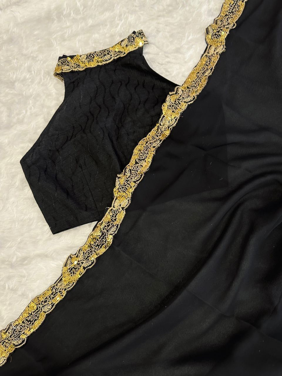 Black X Gold Partywear Saree