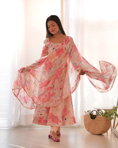 Baby Pink Floral Anarkali Suit