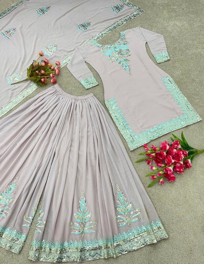 Jazmiraa Light Pink x Sky Blue Pallazo Suit