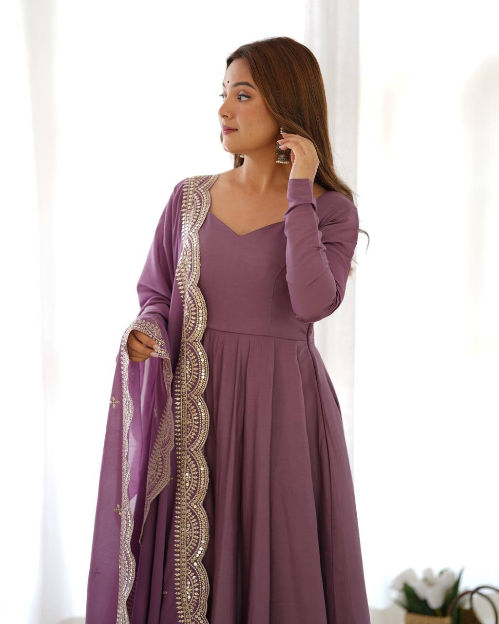 Purple Anarkali suit