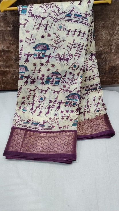 Soft Dola Silk x Tribal Print Saree