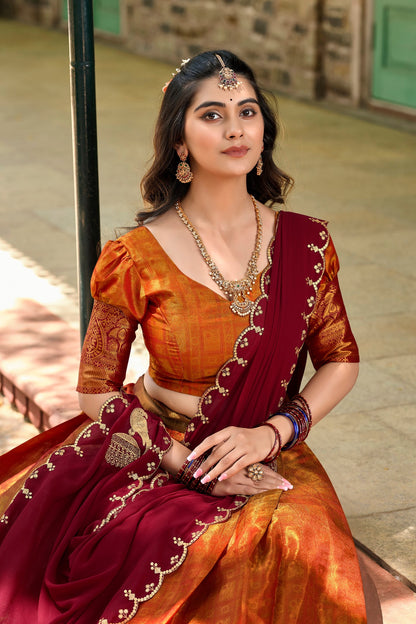 Meenaxi - Half Sarees Kanchi Banarasi Lehenga