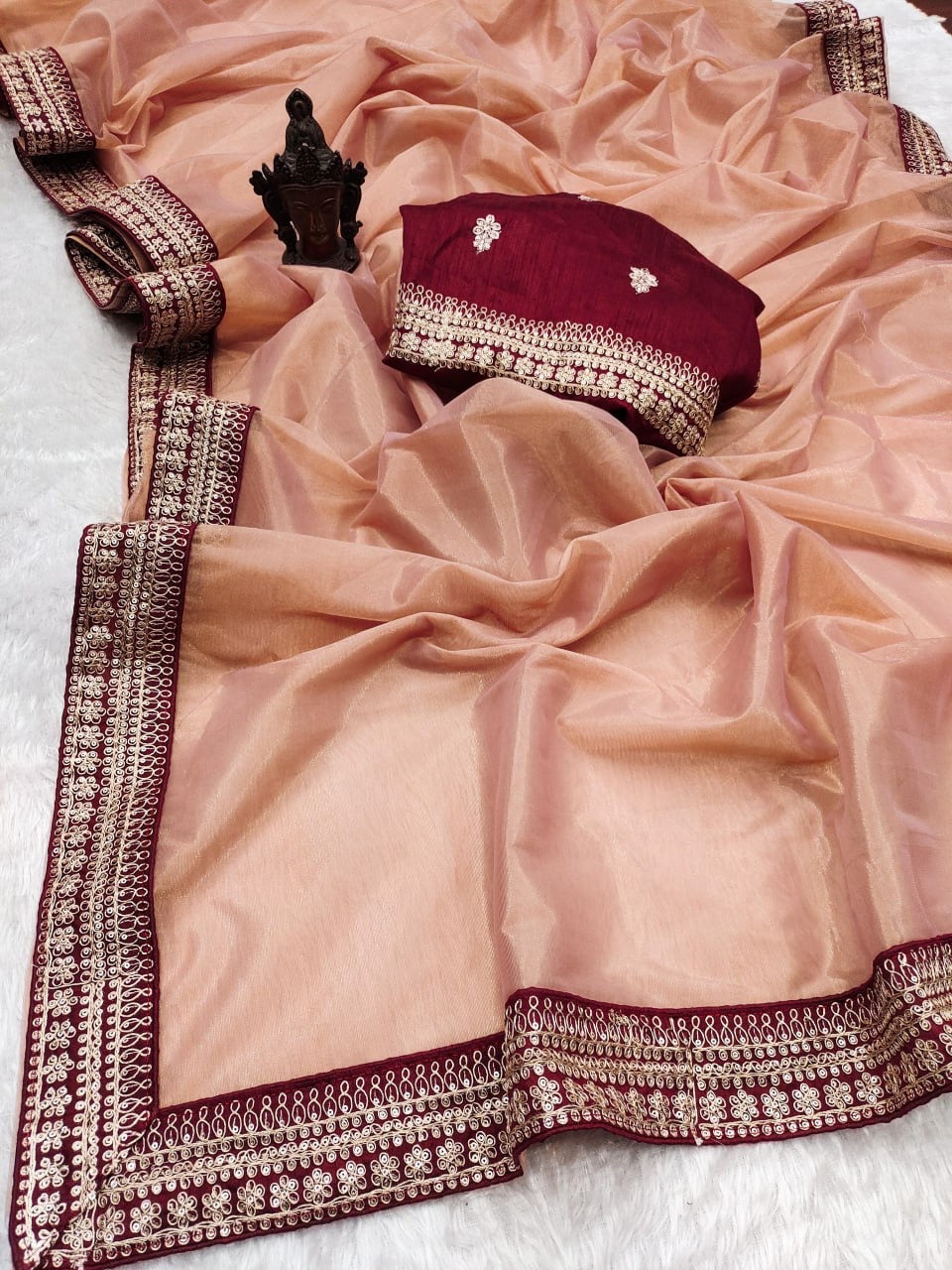 Elana Soft Tissue Organza Saree with Pretty Border